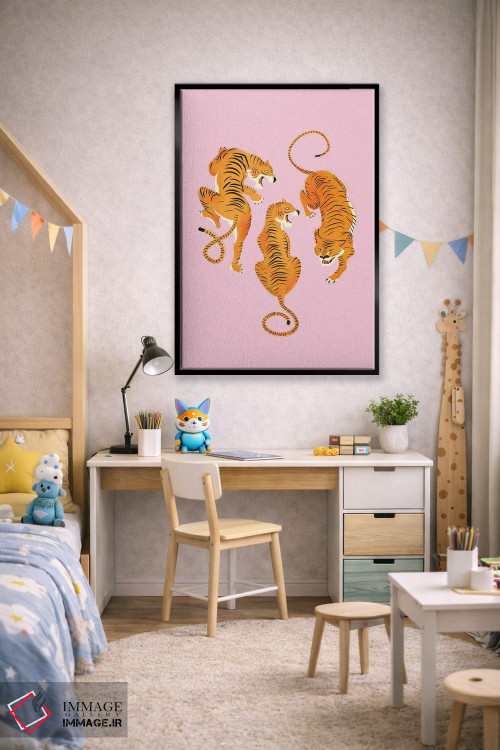 تابلو دکوراتیو سه ببر جسور اثر شو می مارس - D3B