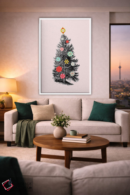 تابلو دکوراتیو درخت کریسمس رترو سه اثر شو می مارس - D2W
