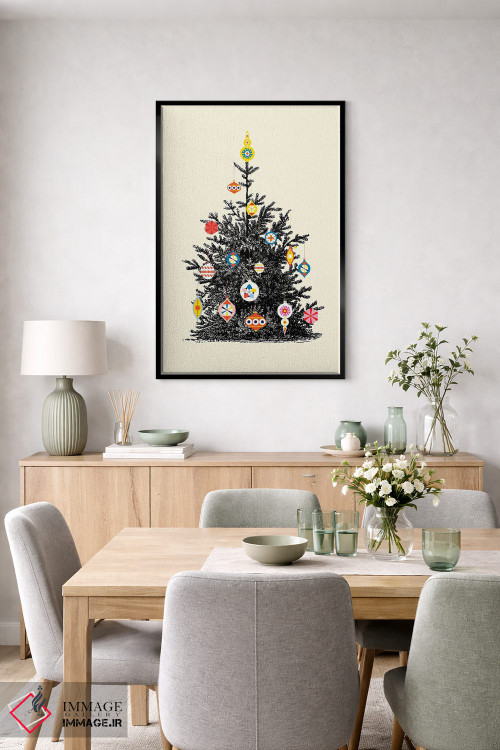 تابلو دکوراتیو درخت کریسمس رترو چهار اثر شو می مارس - D6B