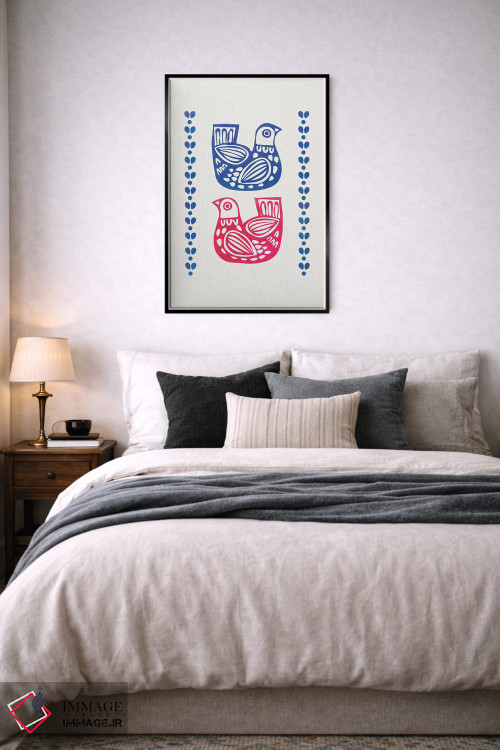 تابلو دکوراتیو دو پرنده فولک اثر شو می مارس - D6B