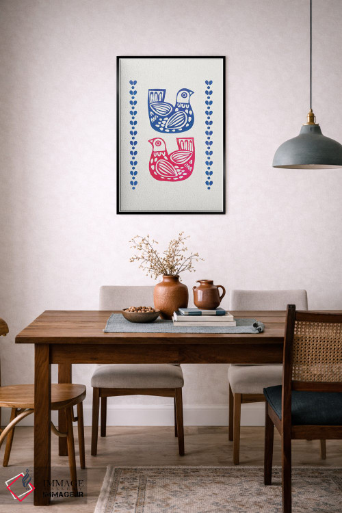 تابلو دکوراتیو دو پرنده فولک اثر شو می مارس - D5B