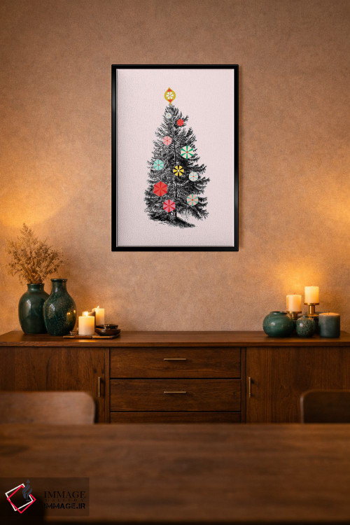 تابلو دکوراتیو درخت کریسمس رترو سه اثر شو می مارس - D3B