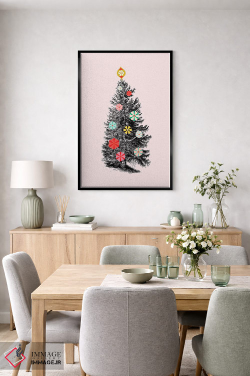 تابلو دکوراتیو درخت کریسمس رترو سه اثر شو می مارس - D6B