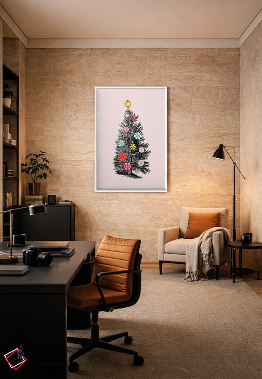 تابلو دکوراتیو درخت کریسمس رترو سه اثر شو می مارس - D5W