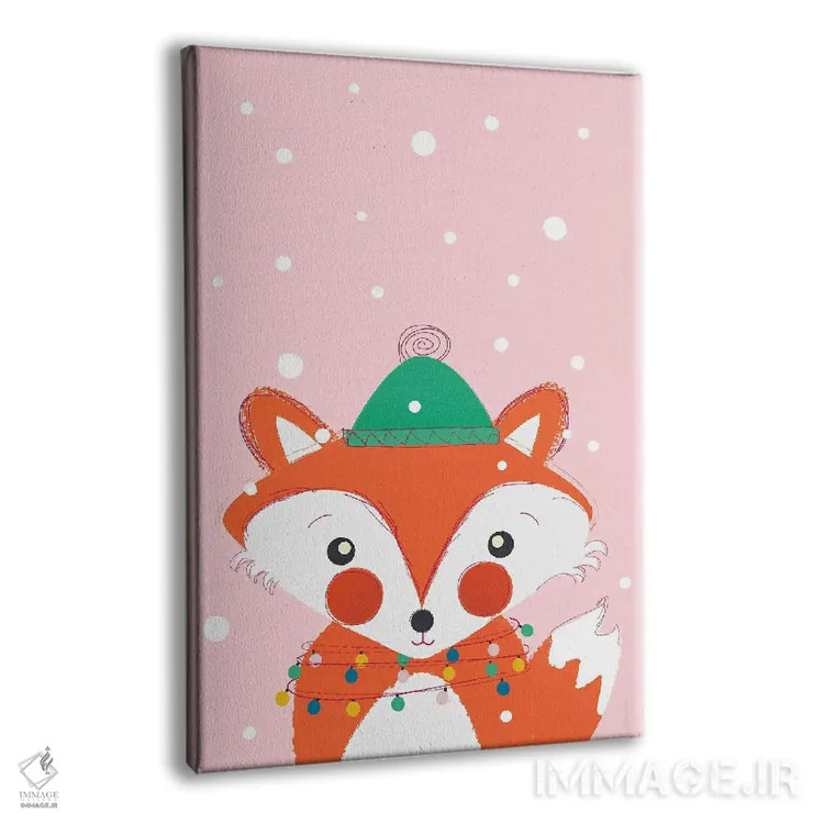 تابلو دکوراتیو روباه بامزه حیوانات کریسمس اثر شو می مارس - نمای پرسپکتیو محصول