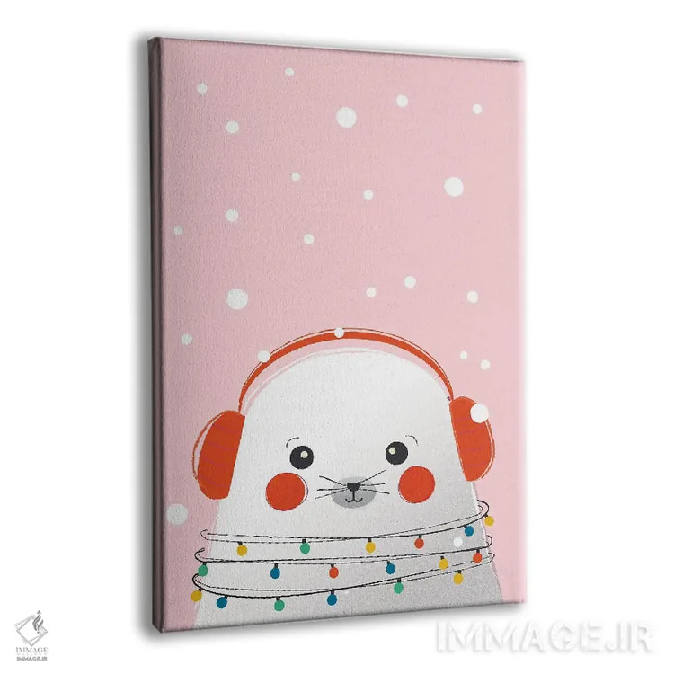 تابلو دکوراتیو فوک بامزه حیوانات کریسمس اثر شو می مارس - نمای پرسپکتیو محصول