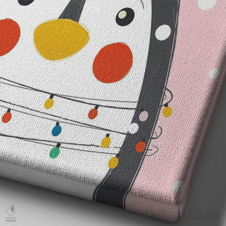 تابلو دکوراتیو پنگوئن بامزه حیوانات کریسمس اثر شو می مارس - نمای نزدیک بافت بوم