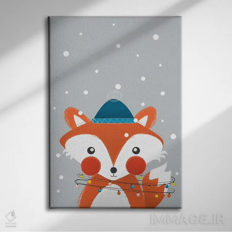 تابلو دکوراتیو روباه کریسمس اثر شو می مارس - نمای روبهرو روی دیوار