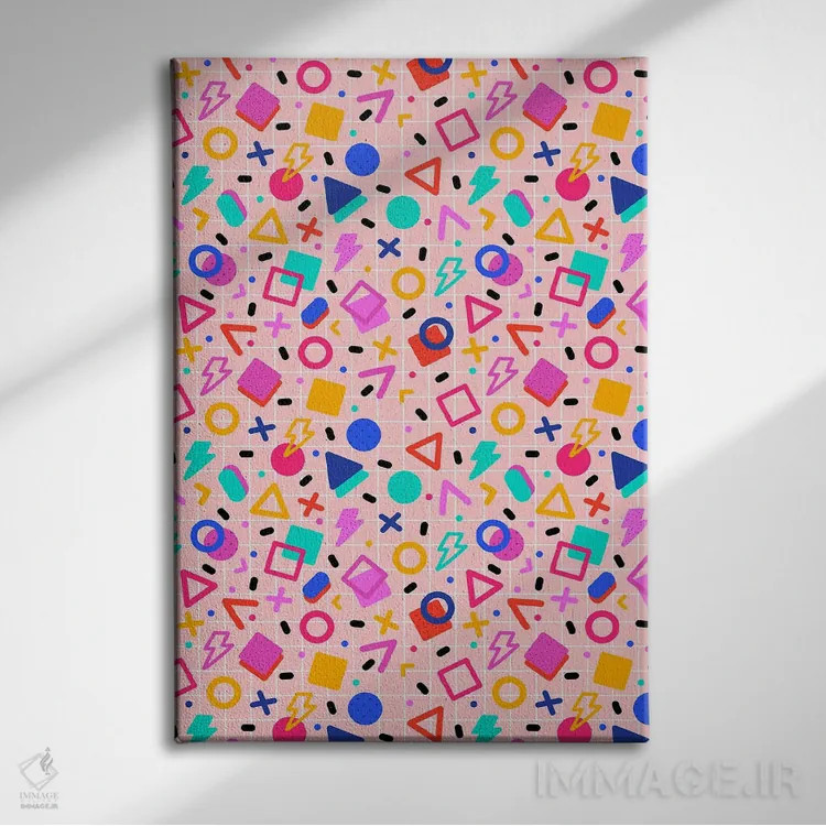 تابلو دکوراتیو الگوی ممفیس رترو اثر شو می مارس - نمای روبهرو روی دیوار