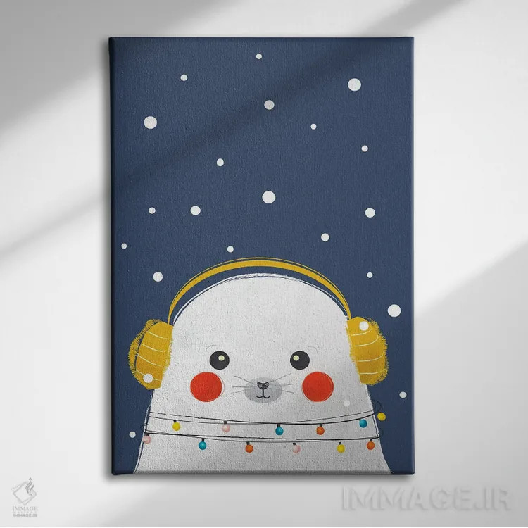 تابلو دکوراتیو فوک بچه کریسمسی اثر شو می مارس - نمای روبهرو روی دیوار