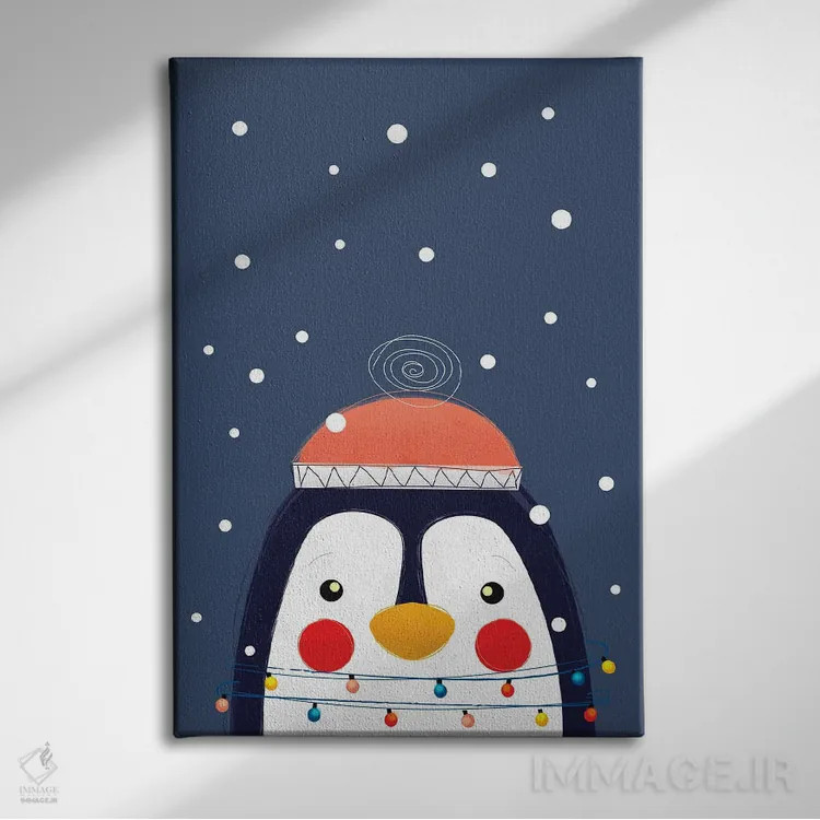 تابلو دکوراتیو پنگوئن کریسمس اثر شو می مارس - نمای روبهرو روی دیوار