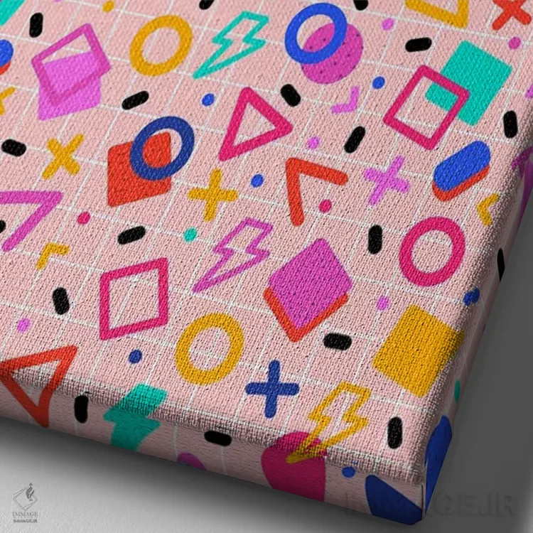 تابلو دکوراتیو الگوی ممفیس رترو اثر شو می مارس - نمای نزدیک بافت بوم