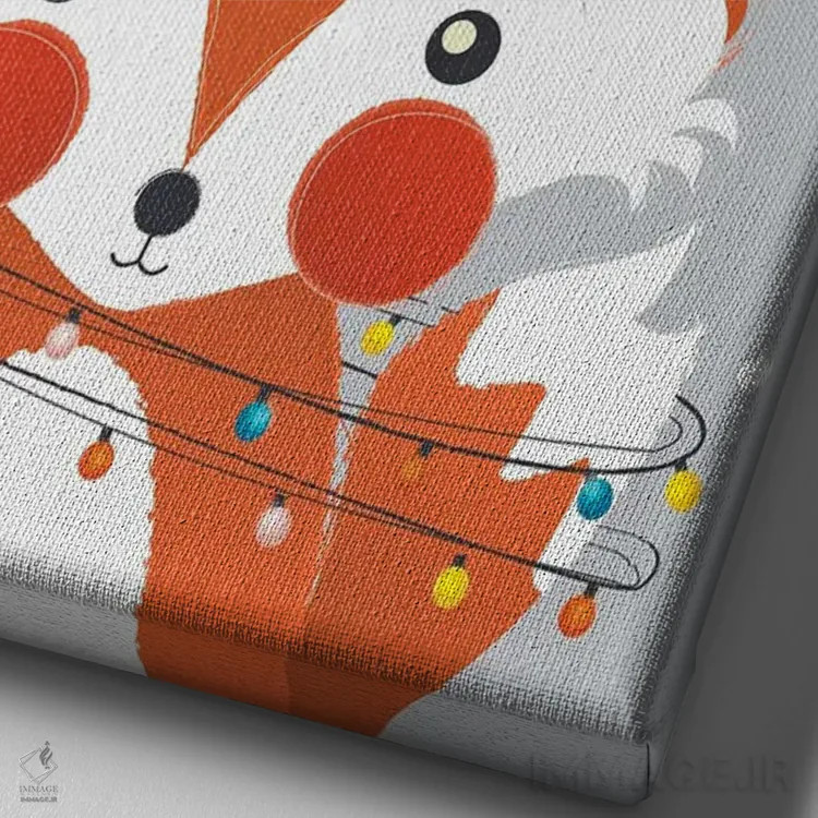 تابلو دکوراتیو روباه کریسمس اثر شو می مارس - نمای نزدیک بافت بوم