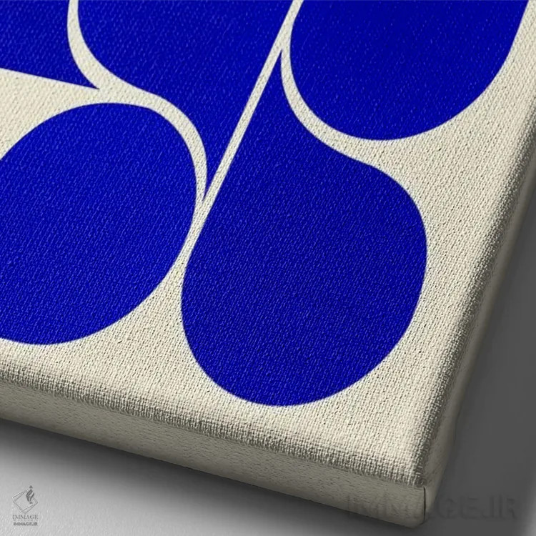 تابلو مدرن اشکال آبی اثر شو می مارس - نمای نزدیک بافت بوم