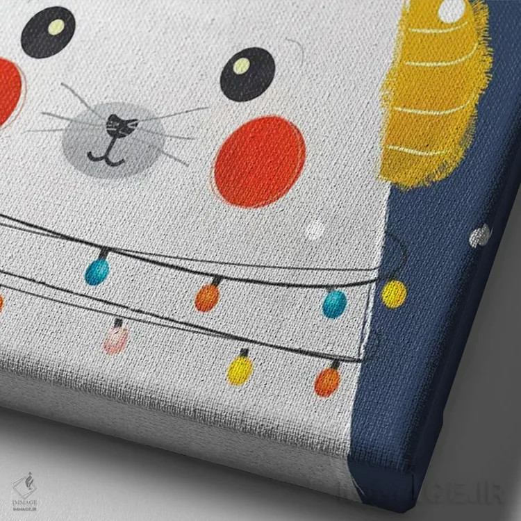 تابلو دکوراتیو فوک بچه کریسمسی اثر شو می مارس - نمای نزدیک بافت بوم