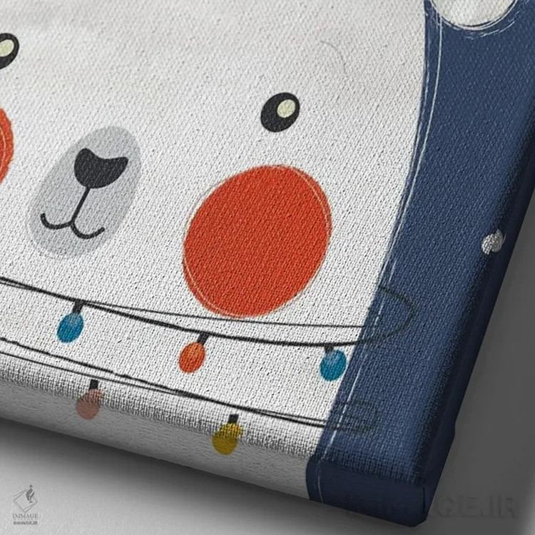 تابلو دکوراتیو خرس کریسمس اثر شو می مارس - نمای نزدیک بافت بوم