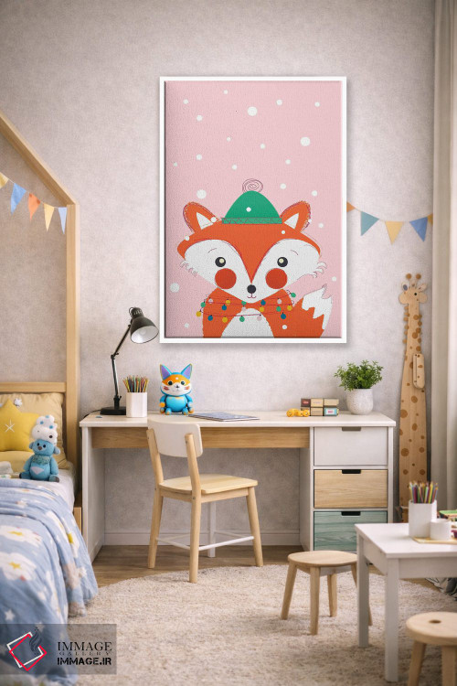 تابلو دکوراتیو روباه بامزه حیوانات کریسمس اثر شو می مارس - D1W