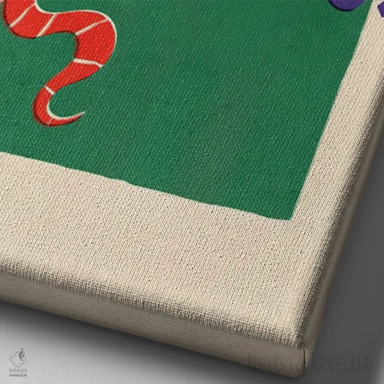 تابلو دکوراتیو بغل و فوت اثر شو می مارس - نمای نزدیک بافت بوم