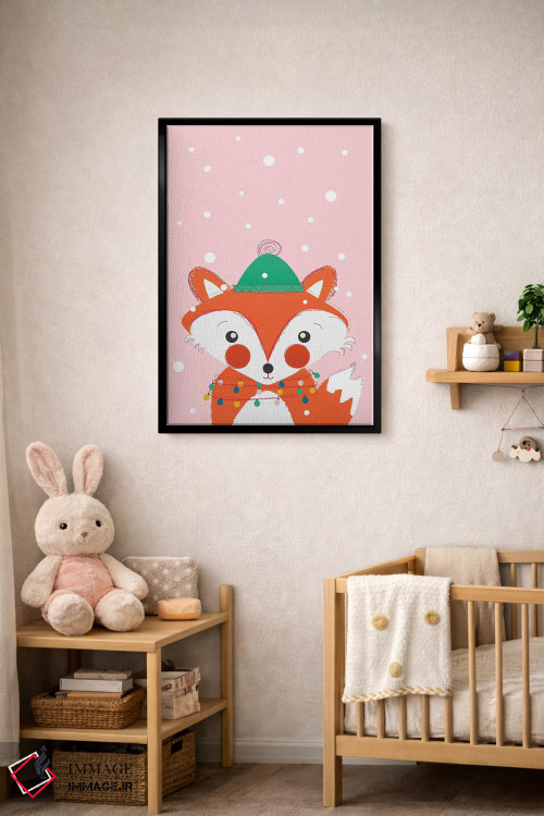 تابلو دکوراتیو روباه بامزه حیوانات کریسمس اثر شو می مارس - D3B