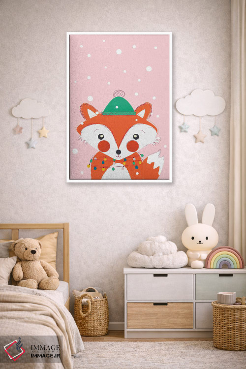 تابلو دکوراتیو روباه بامزه حیوانات کریسمس اثر شو می مارس - D2W