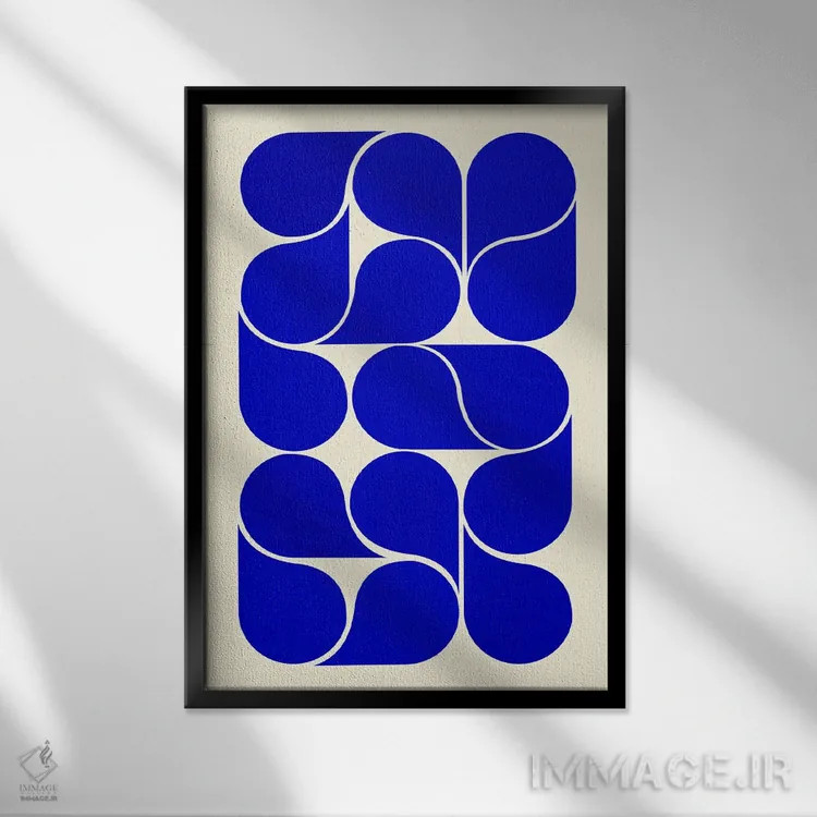 تابلو مدرن اشکال آبی اثر شو می مارس - نمای قابدار مشکی