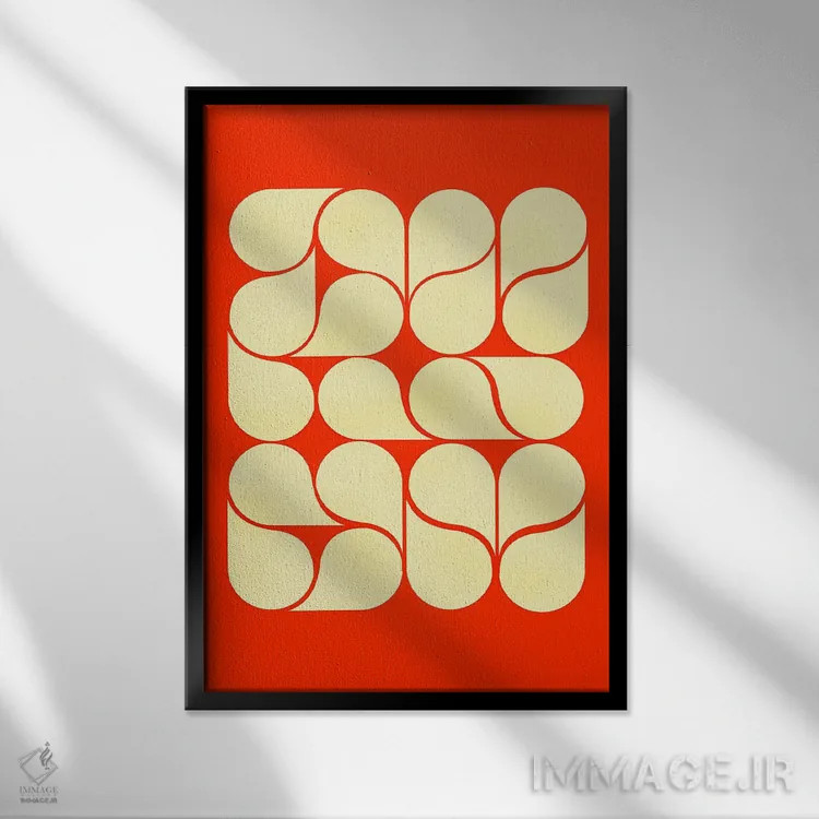 تابلو مدرن 抽象 قرمز میانه قرن اثر شو می مارس - نمای قابدار مشکی