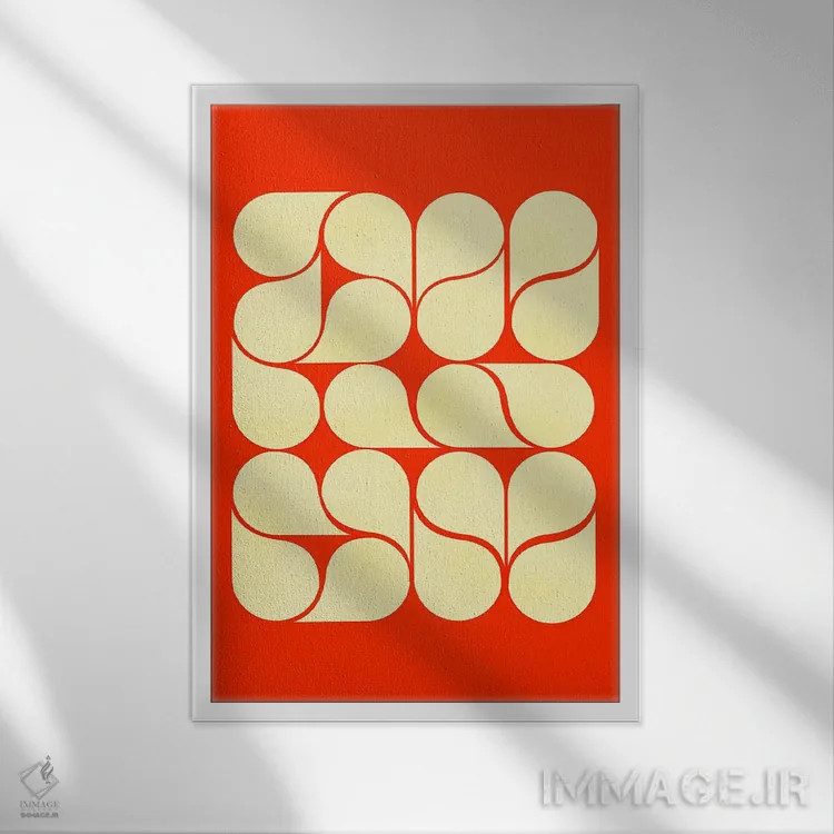 تابلو مدرن 抽象 قرمز میانه قرن اثر شو می مارس - نمای قابدار سفید