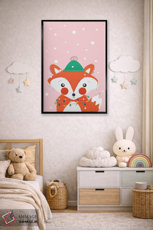 تابلو دکوراتیو روباه بامزه حیوانات کریسمس اثر شو می مارس - D5B