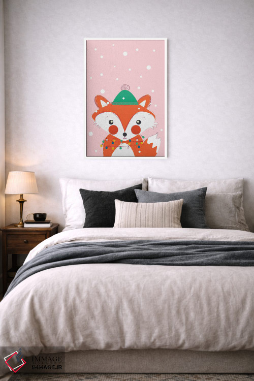 تابلو دکوراتیو روباه بامزه حیوانات کریسمس اثر شو می مارس - D6W