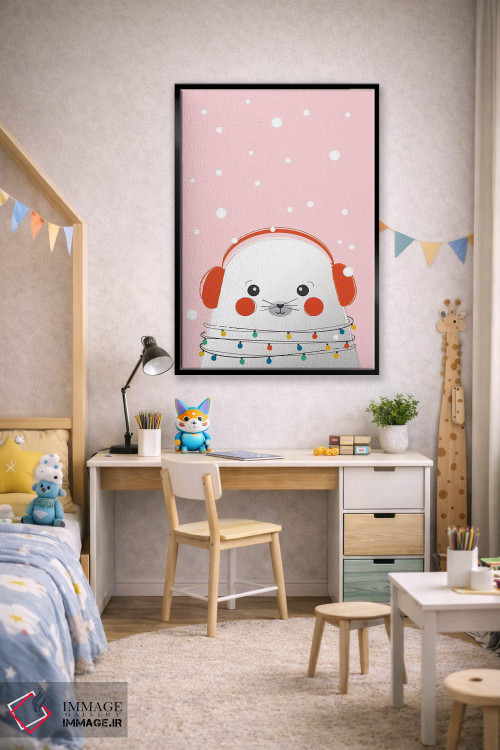 تابلو دکوراتیو فوک بامزه حیوانات کریسمس اثر شو می مارس - D2B