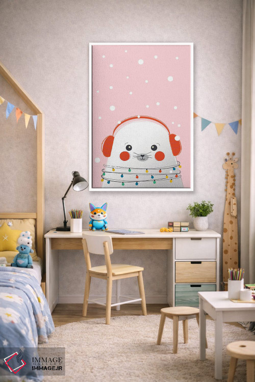 تابلو دکوراتیو فوک بامزه حیوانات کریسمس اثر شو می مارس - D1W