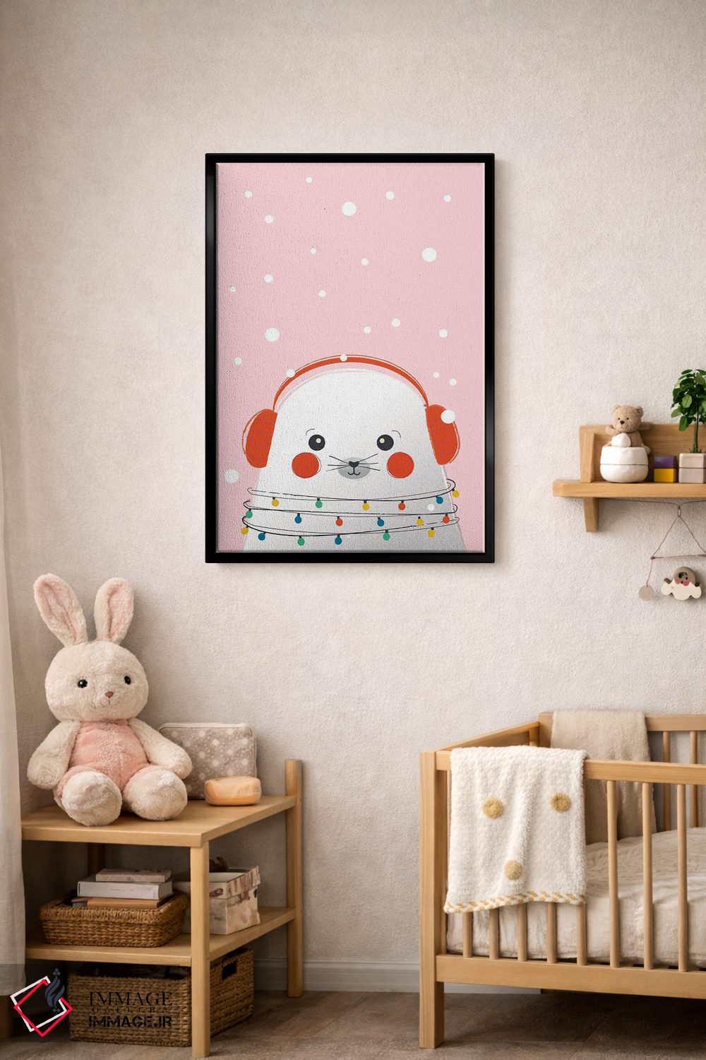 تابلو دکوراتیو فوک بامزه حیوانات کریسمس اثر شو می مارس - D3B