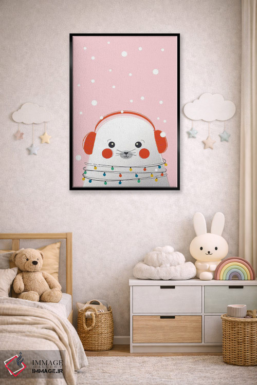 تابلو دکوراتیو فوک بامزه حیوانات کریسمس اثر شو می مارس - D4B