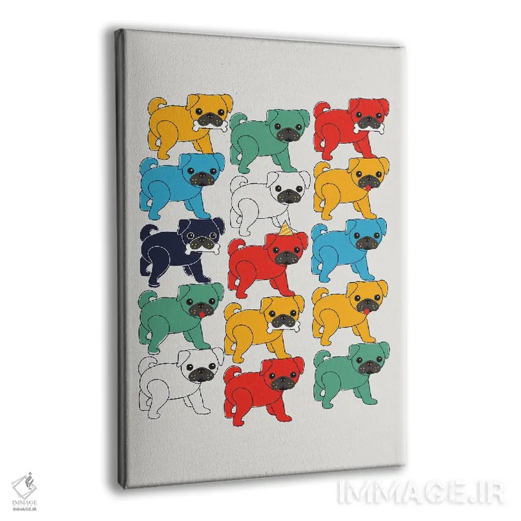 تابلو دکوراتیو پاگ های رنگارنگ اثر شو می مارس - نمای پرسپکتیو محصول