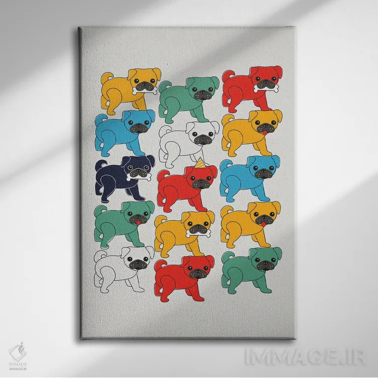تابلو دکوراتیو پاگ های رنگارنگ اثر شو می مارس - نمای روبهرو روی دیوار