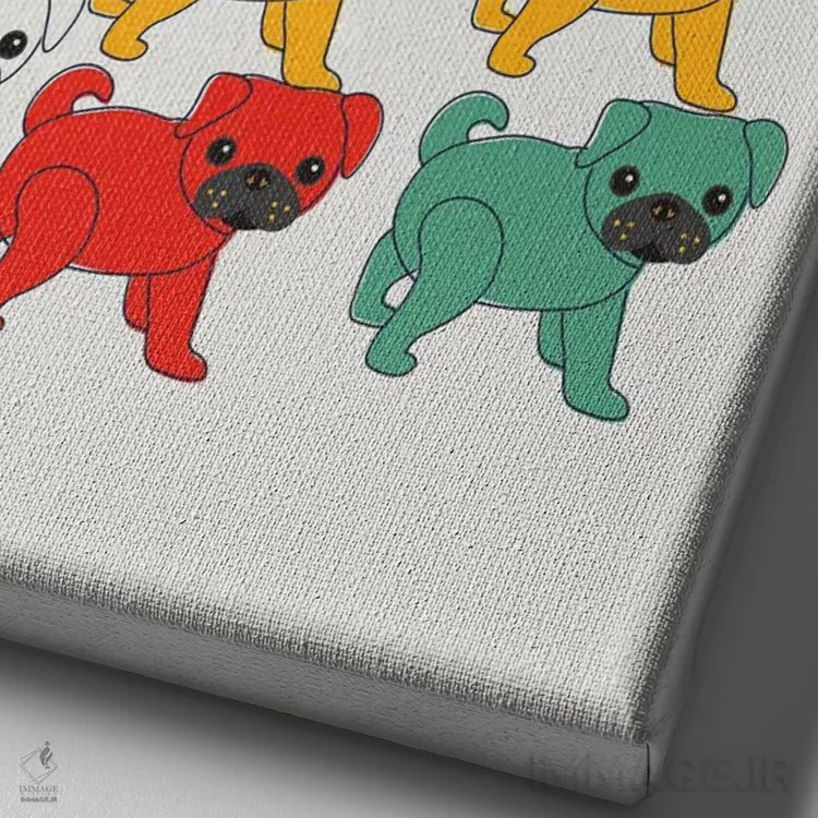 تابلو دکوراتیو پاگ های رنگارنگ اثر شو می مارس - نمای نزدیک بافت بوم