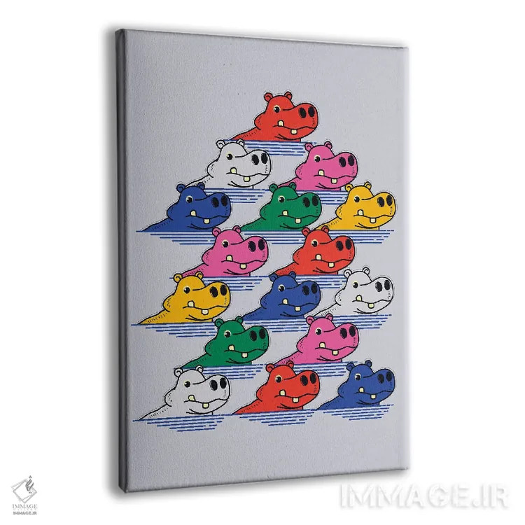 تابلو مینیمال خانواده اسب آبی ۲ اثر شو می مارس - نمای پرسپکتیو محصول