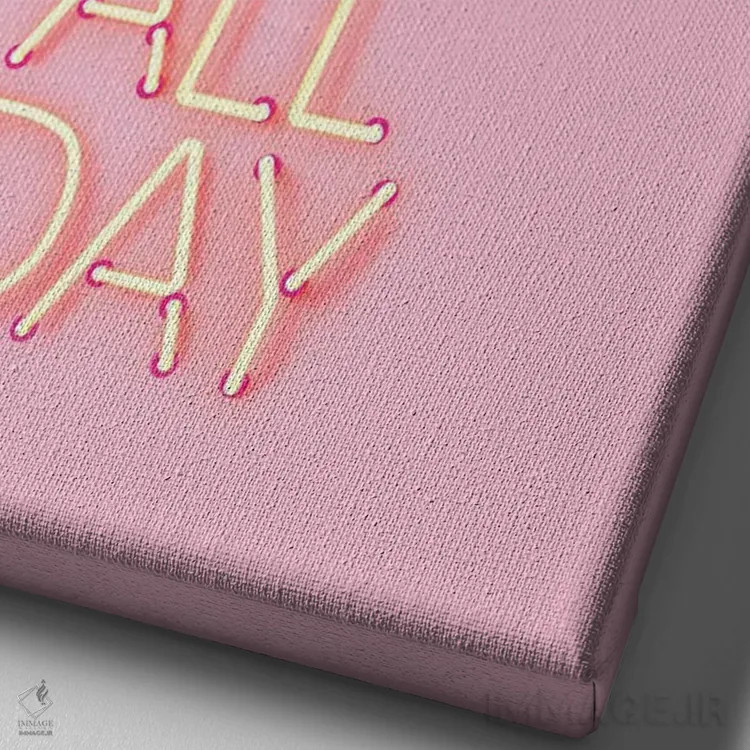 تابلو دکوراتیو رقص تمام شب با نئون صورتی اثر شو می مارس - نمای نزدیک بافت بوم