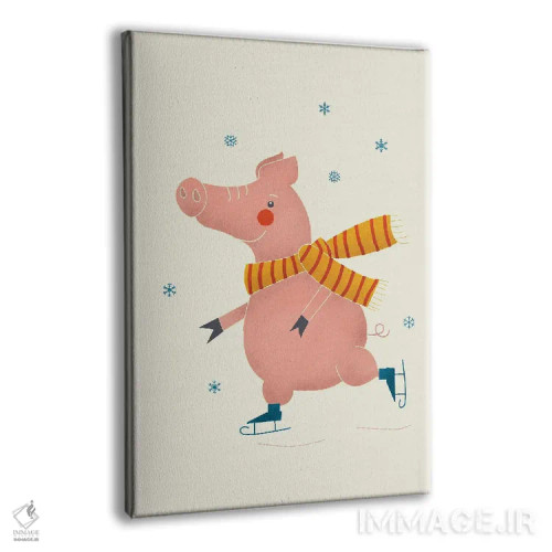 تابلو دکوراتیو خوک اسکیت باز روی یخ اثر شو می مارس - نمای پرسپکتیو محصول