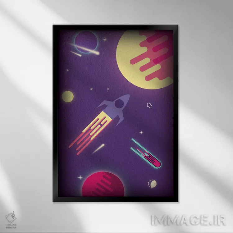 تابلو دکوراتیو کهکشان خیالی اثر شو می مارس - نمای قابدار مشکی