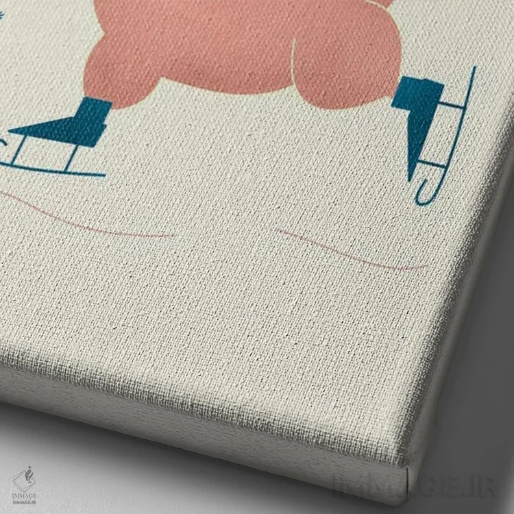 تابلو دکوراتیو خوک اسکیت باز روی یخ اثر شو می مارس - نمای نزدیک بافت بوم