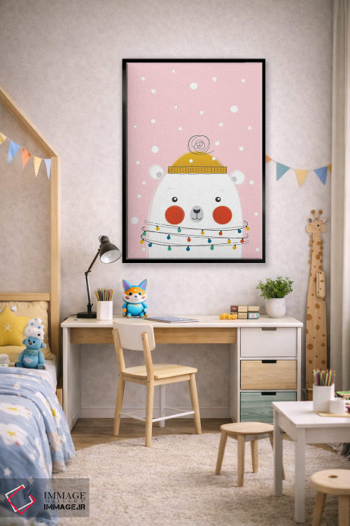 تابلو دکوراتیو خرس قطبی بامزه حیوانات کریسمس اثر شو می مارس - D2B