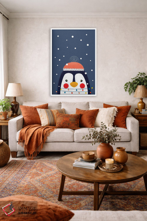 تابلو دکوراتیو پنگوئن کریسمس اثر شو می مارس - D2W