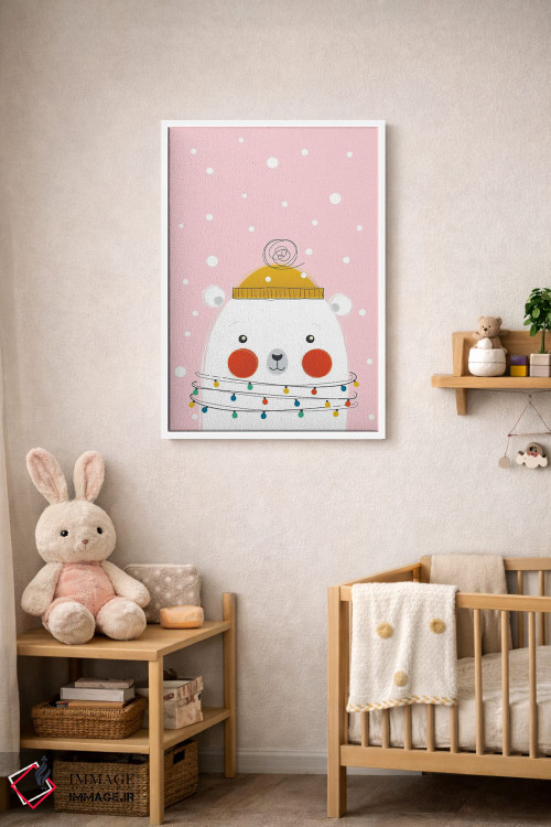 تابلو دکوراتیو خرس قطبی بامزه حیوانات کریسمس اثر شو می مارس - D3W