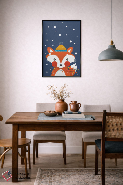 تابلو دکوراتیو روباه کریسمسی با چراغ های فانتزی اثر شو می مارس - D6B