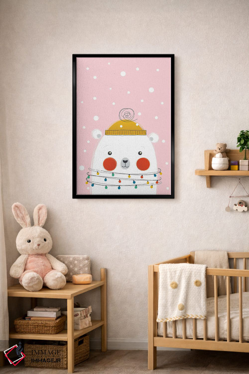 تابلو دکوراتیو خرس قطبی بامزه حیوانات کریسمس اثر شو می مارس - D4B