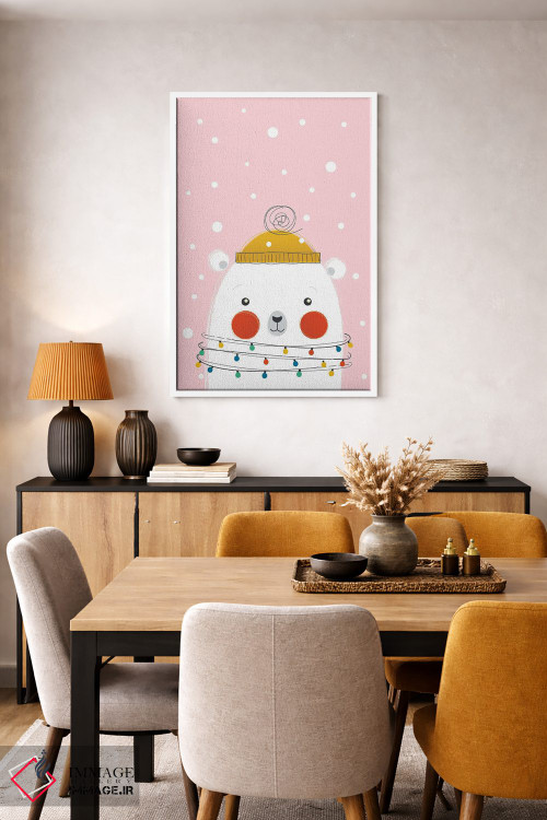 تابلو دکوراتیو خرس قطبی بامزه حیوانات کریسمس اثر شو می مارس - D5W