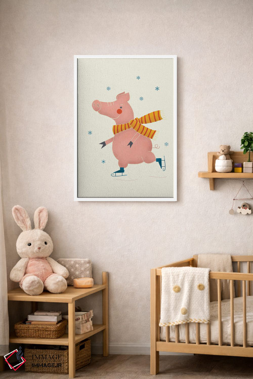 تابلو دکوراتیو خوک اسکیت باز روی یخ اثر شو می مارس - D3W