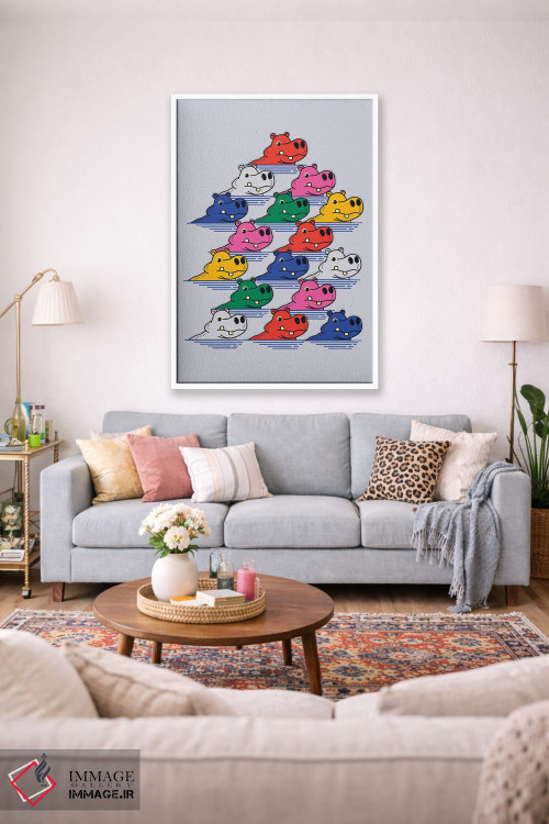 تابلو مینیمال خانواده اسب آبی ۲ اثر شو می مارس - D1W