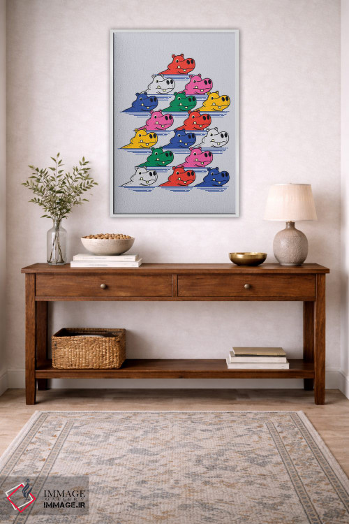 تابلو مینیمال خانواده اسب آبی ۲ اثر شو می مارس - D3W